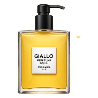 Set giallo contente un profumo una crema corpo e un bagno doggia  sticker