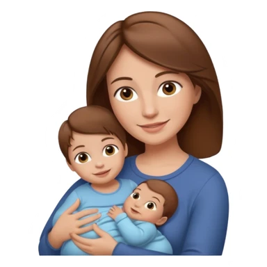 Mother holding infant brown hair fair skin sticker