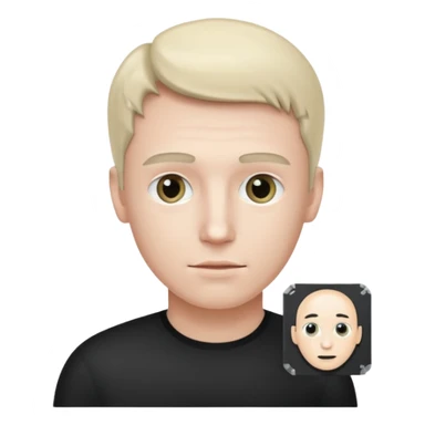 a man with a small AI chip next to him sticker