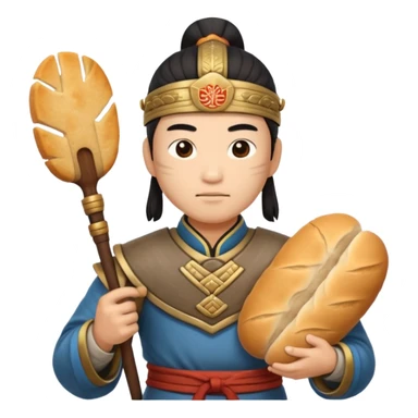 chinese ancient warrior with bread sticker