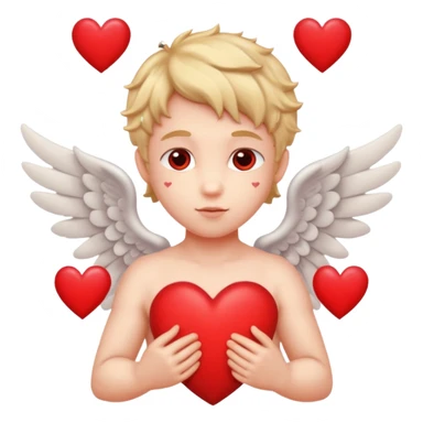 Cupido rodeado de corazones  mostrando sus alas y su arco   sticker