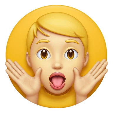 Sticking tongue out with hands gliding through yellow emoji circle face sticker