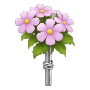 Blooming flowers wrapped around silver metal bar sticker