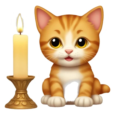Ginger kitten holding a candle sticker