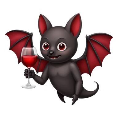 black bat drinking wine sticker