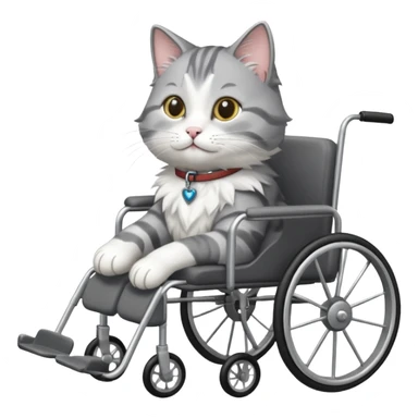 grey and white cat in a pet wheelchair sticker