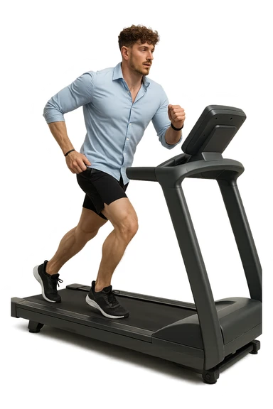 Uomo che sta facendo cardio correndo sul tapis roulant sticker