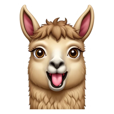 a llama with a surprising face, wide eyes, long tongue out sticker