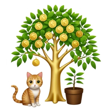 A business cat with a money tree, looking curious sticker