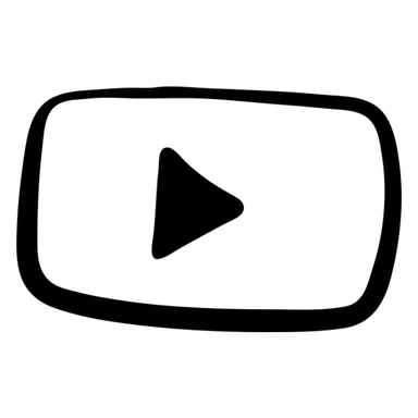 YouTube logo, rectangle with rounded corners and play button in the center sticker