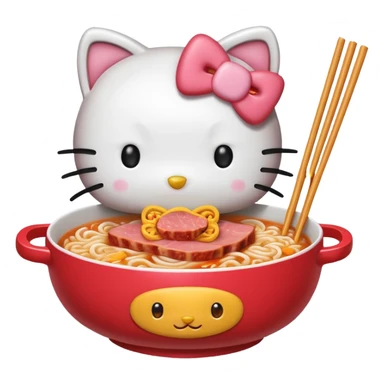 Hello Kitty enjoying a bowl of SPAM ramen sticker