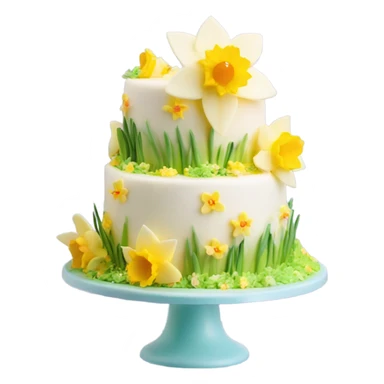 beautifully decorated 2 tier cute easter daffodil cake sticker