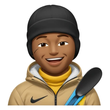 black guy with nike ski mask on squinching his face trying to hold his laugh with his eyes closed sticker