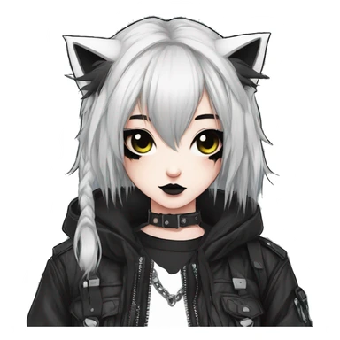 Edgy Kawaii Cute Cool Cartoon Anime Punk Techwear Gothic Catgirl sticker