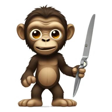 Ape with scissors  sticker