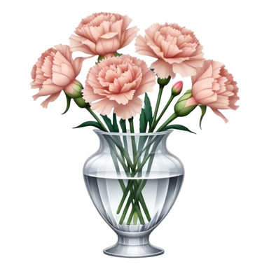 Bouquet of nude Carnation flowers in crystal vase sticker