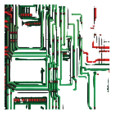 Circuit board pattern member badge with green to red gradient power flow sticker