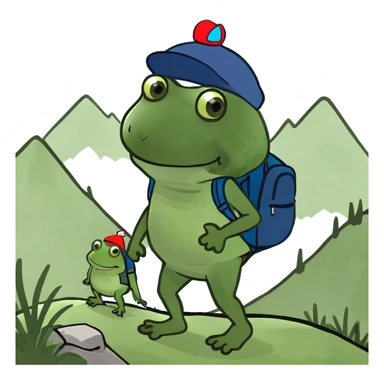 hiking on mountain sticker