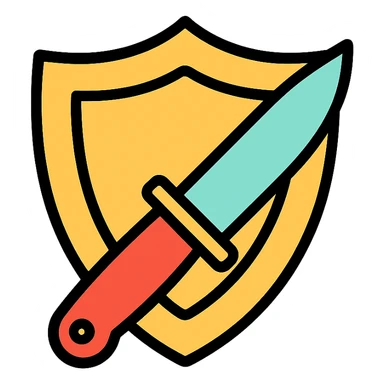 shield and knife colored icon sticker