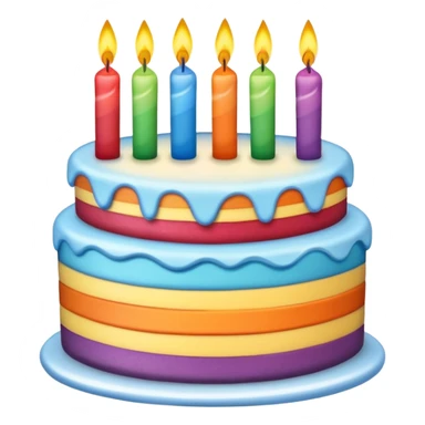 birthday cake with rainbow layers and candles sticker