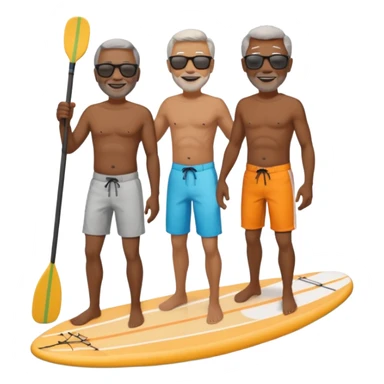 paddleboarding 2  buddies one black older biog\ male wafer sticker