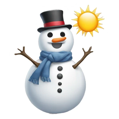 Snowman in love + sun  sticker