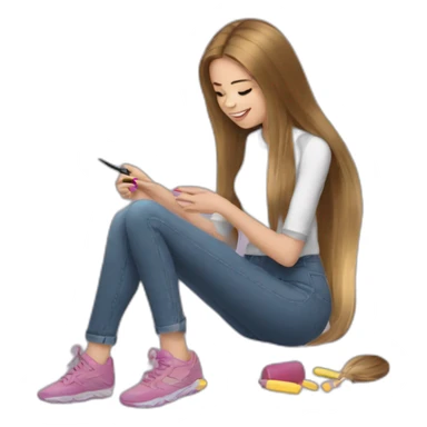 a-girl-long-hair-doing-the-nails sticker