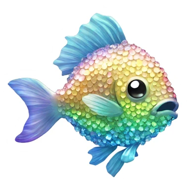 Kawaii bedazzled iridescent fish kissing eachother  sticker