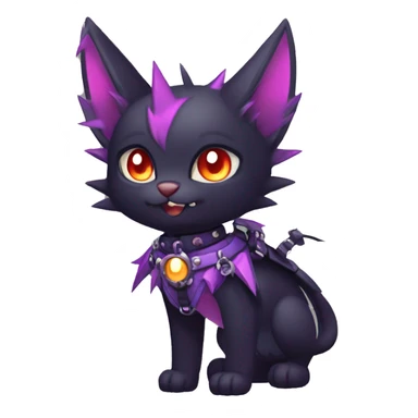 cool edgy cute pretty black punk red Purple ethereal fantasy nargacuga-bat-cat-Fakemon spiked collar harness full body sticker