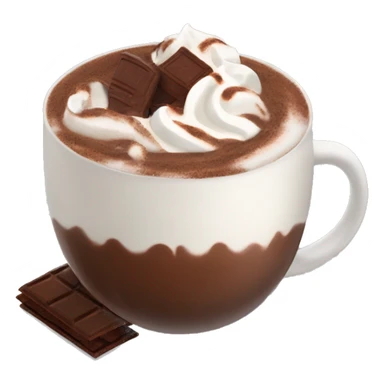 Hot chocolate with whipping cream and cacao sticker