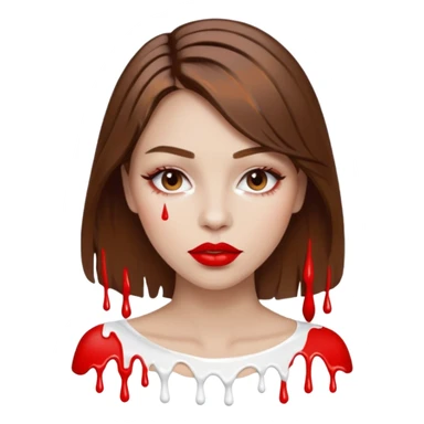 Brown Hair, Woman, white paint drip, face, hot, Sexy, lips sticker