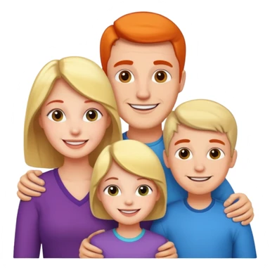 A happy family with parents and children, smiling, vibrant colors, detailed sticker