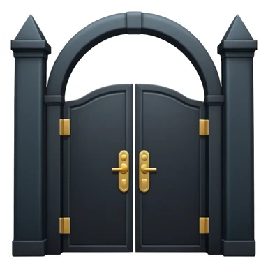iOS emoji, minimal dark gate, sealed door, flat design sticker