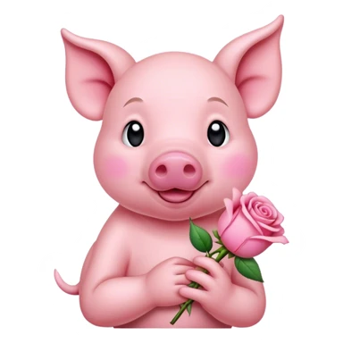 Piglet holding a rose sticker