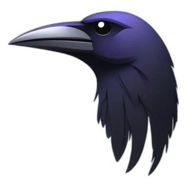 A sleek, modern raven's head in profile with sharp, clean lines sticker