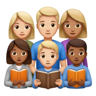 five diverse people with laptops and books sticker