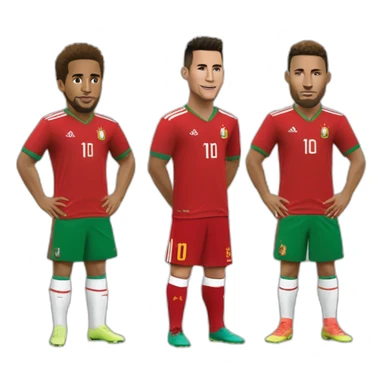 Ronaldo + messi + neymar avec le maillot du maroc sticker