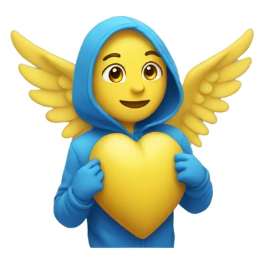 yellow heart with blue wings sticker