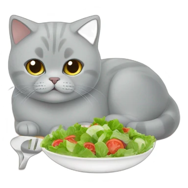 british shorthair cat eating salad sticker