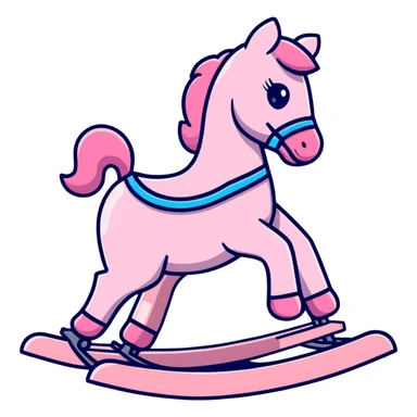 Pink toy rocking horse sticker
