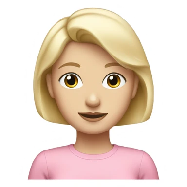 blonde woman with short hair and blue eyes, wearing a pink top sticker