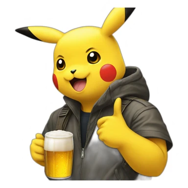 pikachu raver with 86-beer sticker