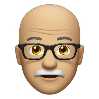 Angry bald man glasses, black leather jacket sticker