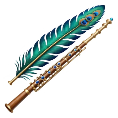 Create a emoji of krishnas peacock feather and flute sticker