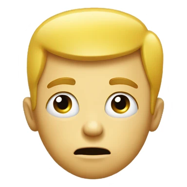 A yellow face with furrowed eyebrows looking upwards with thumb and index finger resting on its chin. sticker