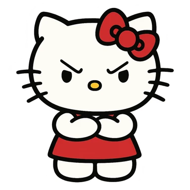 angry Hello Kitty, classic style, arms crossed, frowning sticker