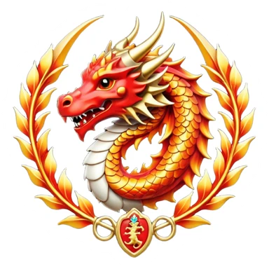 Simple fiery royal Dragon crest/brosch sticker