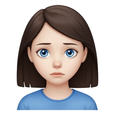 sad brunette blue eyed girl  sticker
