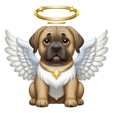 Brindle mastiff wearing an Angel halo  sticker