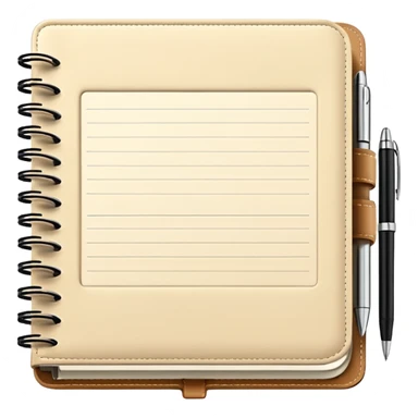 daily planner agenda cream leather with open page and pen with notes sticker